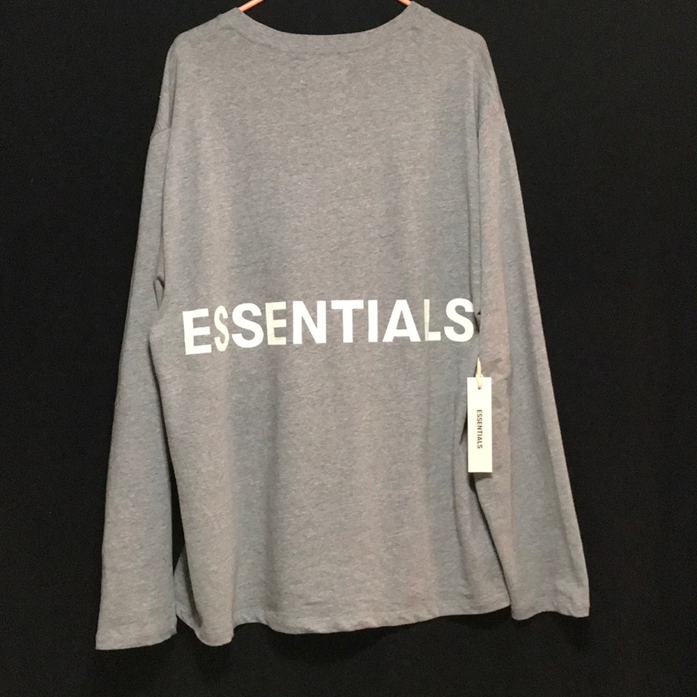 nwt gray fear of god essentials oversized L/s